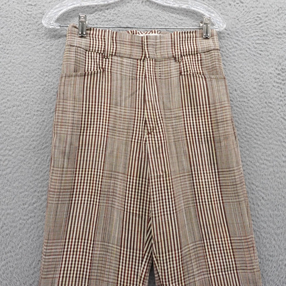 RE/DONE Plaid Print Straight Leg Pants Size 24 Red Ivory‎ Womens High Rise - Picture 3 of 16